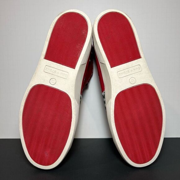 Mens SUN + STONE Mesa Red Patchwork High Top Sneakers / Size 10 Medium - Picture 7 of 9